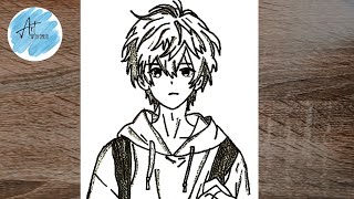 how to draw anime boy  anime boy face drawing  draw anime boy easy  cool anime boy drawing [upl. by Korns]