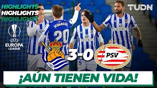 Highlights  Real Sociedad 30 PSV  UEFA Europa League 2122  J6  TUDN [upl. by Glad]