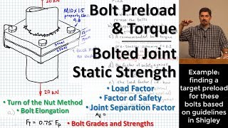 Bolt Preloading amp Torque  Static Strength of Bolted Joints  Load Factor  Joint Separation Factor [upl. by Notselrahc]