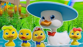 FIVE LITTLE DUCKS 3D ANIMATED ENGLISH NURSERY RHYMES FOR KIDS [upl. by Goddord]