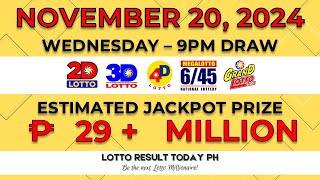 Lotto Result Today 9pm Draw November 20 2024 Swertres Ez2 Pcso  LRT PH [upl. by Belayneh573]