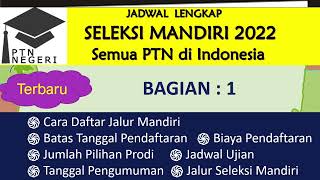 JADWAL LENGKAP UJIAN DAN CARA DAFTAR JALUR MANDIRI PTN 2022  Part 1 [upl. by Sander]