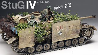 135  StuG IV Camouflaged with plants  Part 2  Tamiya  Tank Model   Painting  weathering [upl. by Eanom]