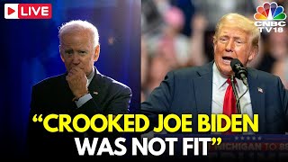 BREAKING LIVE Trump on Bidens withdrawal quotCrooked Joe Biden Was Not Fit To Runquot  Biden  N18G [upl. by Plunkett]