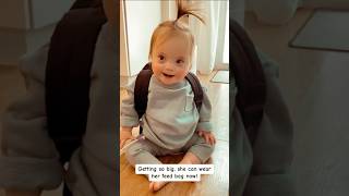 ❤️Down Syndrome Baby Wears Feed Bag❤️downsyndrome trisomy21 shorts [upl. by Namien]