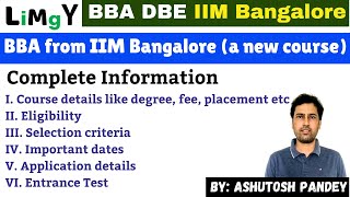 IIM Banglore BBA DBE new course all details bba bms iimbanglore cuetug2024 bms ipmat2024 [upl. by Muslim]