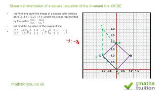 Shear transformation of a square equation of the invariant line iGCSE AS Level [upl. by Brigida]