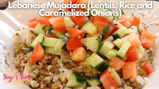 Homemade Mujadara  Rice with Lentils and Caramelized Onions  Lebanese Mujaddara [upl. by Cirri]