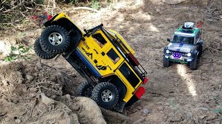 Great adventure with the best offroad rc traxxas trx4 Defender VS Ford Bronco remote control car [upl. by Nohshan151]