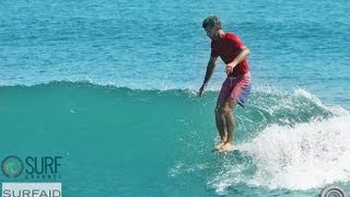 Joel Tudor and Tom Curren Surfing Malibu  SurfAid Cup [upl. by Ayekat]