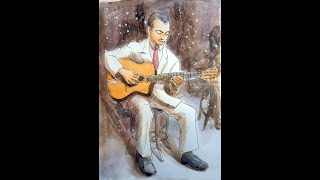 Django Reinhardt⭐️ジャンゴ・ラインハルト⭐️ quotMinor Swingquotマイナー・スウィング⭐️ウクレレ・カバー 水彩イラストukuleleukulelecover [upl. by Lavotsirc]