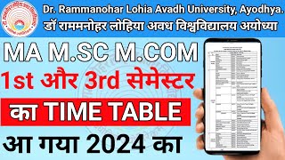 rmlau exam date 2023rmlau Ma MSC MSC 1st 3rd semester ka time table 2023rmlau news todayrmlau [upl. by Eiramik]