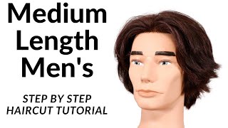 Mens Medium Length Layered Step by Step Haircut Tutorial  TheSalonGuy [upl. by Noach330]