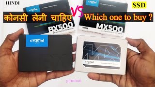 Crucial Mx500 vs Bx500 SSD Comparison Unboxing amp Review  Hindi [upl. by Anoved]