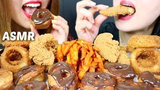 ASMR FRIED FOOD FEAST crunchy onion rings fried chicken cronuts fries 리얼사운드 먹방  KimampLiz ASMR [upl. by Simmie365]