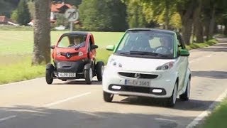 EAutos im Test Twizy gegen Smart  CHIP [upl. by Naamann]