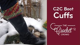 Crochet C2C Boot Cuffs Tutorial  EASY  The Crochet Crowd [upl. by Eissert]