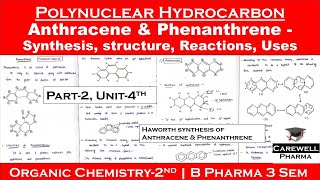 Polynuclear hydrocarbons  Anthracene  Phenanthrene  Synthesis ReactionsUses  P2Unit4 POC2 [upl. by Lamoureux]