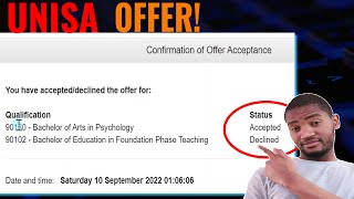 How to acceptdecline an Offer at UNISA for 2023 online UNISA 2023 Admissions [upl. by Enrobyalc]