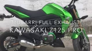 Kawasaki Z125 Pro Musarri Full System Exhaust  Stainless Steel [upl. by Einalam862]