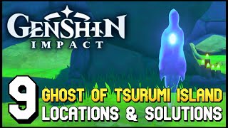 Genshin Impact  All 9 Ghost Of Tsurumi Island Locations amp Solutions [upl. by Dian]