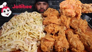 ASMR EATING CRISPY JOLLIBEE CHICKEN amp CREAMY CHICKEN FETTUCCINE ALFREDO MUKBANG [upl. by Nitsid]