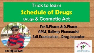 Trick to learn Schedule of drugs  Drug amp Cosmetic Act [upl. by Shayne]