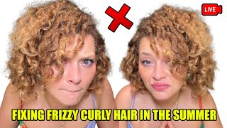 FIXING FRIZZY CURLY HAIR IN THE SUMMER a guide to refreshing [upl. by Apthorp368]