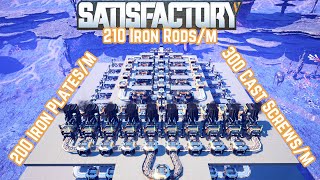 Satisfactory 10  200m Iron PLATES 210m Iron RODS and 300m CAST Screws  UNLOCKED Game Play EP2 [upl. by Annamarie]