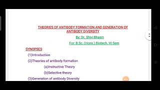 Theories of Antibody Formation and Antibody Diversity [upl. by Neemsaj]