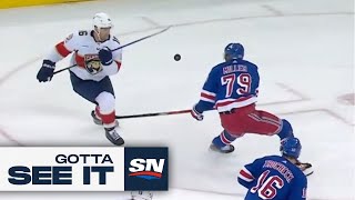 GOTTA SEE IT Aleksander Barkov Juggles Puck MidAir Around Defender To Set Up UNBELIEVABLE Goal [upl. by Adaha526]