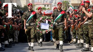 Mourners attend West Bank funeral procession for US citizen [upl. by Ermin739]