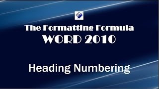 Word 2010 Heading Numbering [upl. by Desimone326]