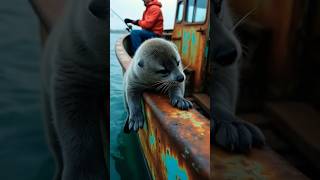 A cute animal entered the fishermen boat while going for fishing 🦦🦫🦭🪸🌊marinelifemagic cuteanimal [upl. by Arrahs]