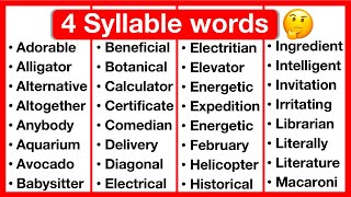 4 Syllable Word List 🤔  Syllables in English  Types of Syllables  Learn with examples [upl. by Harrus]