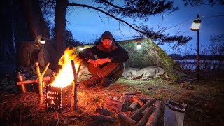 24H Biwak am See mit neuer Ausrüstung  Biwaksack Tarp Messer Stockbrot  Overnighter Übernachtung [upl. by Mattox]