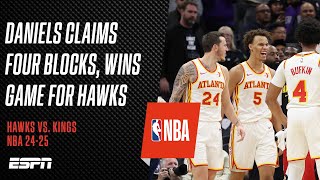 Daniels throws a block party seals win for Hawks over Kings  NBA [upl. by Ahsitak]