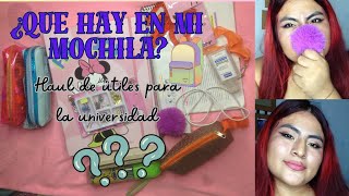 ¿Que hay en mi mochila para la universidad Haul de útiles  Priscila Loyola ❤️👑 [upl. by Lemuel]