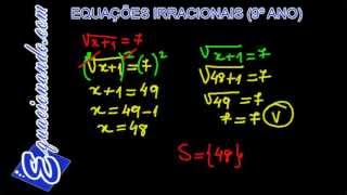 Equação Irracional parte 1 [upl. by Otreblon462]