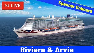 SHIPS TV  PampO Arvia amp Riviera Cruise Ships Departing Southampton Live Stream Ship Spotting [upl. by Tobiah178]