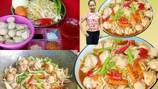 วิธีผัดลูกชิ้นปลาอินทรีย์ใส่ถั่วงอกทำง่ายๆแต่อร่อยขั้นเทพ Easy way to stir fry mackerel fish balls [upl. by Gnuoy31]