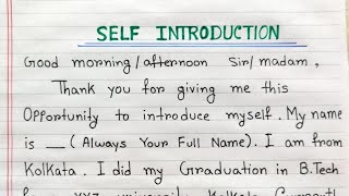 Self introduction for interview  How to introduce yourself Tell me about yourself interview [upl. by Mccreary]