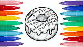 Come Colorare un Donut  Tutorial per Bambini  Disegni da colorare [upl. by Aittam]