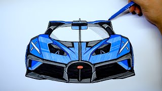 How to draw a car  Bugatti Bolide  Step by step amp Coloring [upl. by Udale]