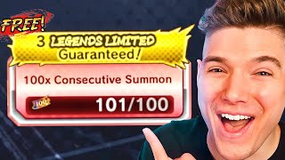 Free Legends Limited Guaranteed 100x Summon on Dragon Ball Legends [upl. by Anivahs]