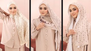 10 RAYA SHAWL TUTORIAL – CARA PAKAI TUDUNG SHAWL DENGAN GAYA MUDAH DIPAKAI – QotrunNada [upl. by Asylla]