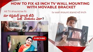 How To Fix Tv Wall mounting with movable bracket  Rotating Tv Stand In Telugu By Bangalore Pillodu [upl. by Larson661]