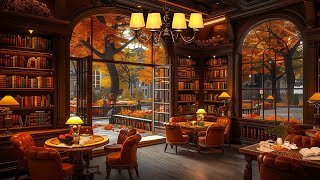 Jazz amp Fall Ambience at the Coffee Shop  Smooth Jazz Music for Stress Relief Listening To It [upl. by Wilone]