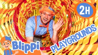 Blippis Visits Kidsville Indoor Playground 2 Hours of Blippi Episodes for Kids [upl. by Yakcm]