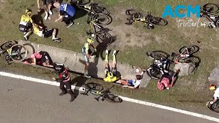 Australian rider hospitalised in major high speed cycling crash [upl. by Maharba]